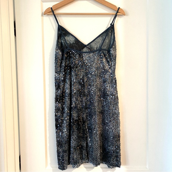 ZARA Blue Velvet Sequin Mini Dress M - Picture 7 of 7